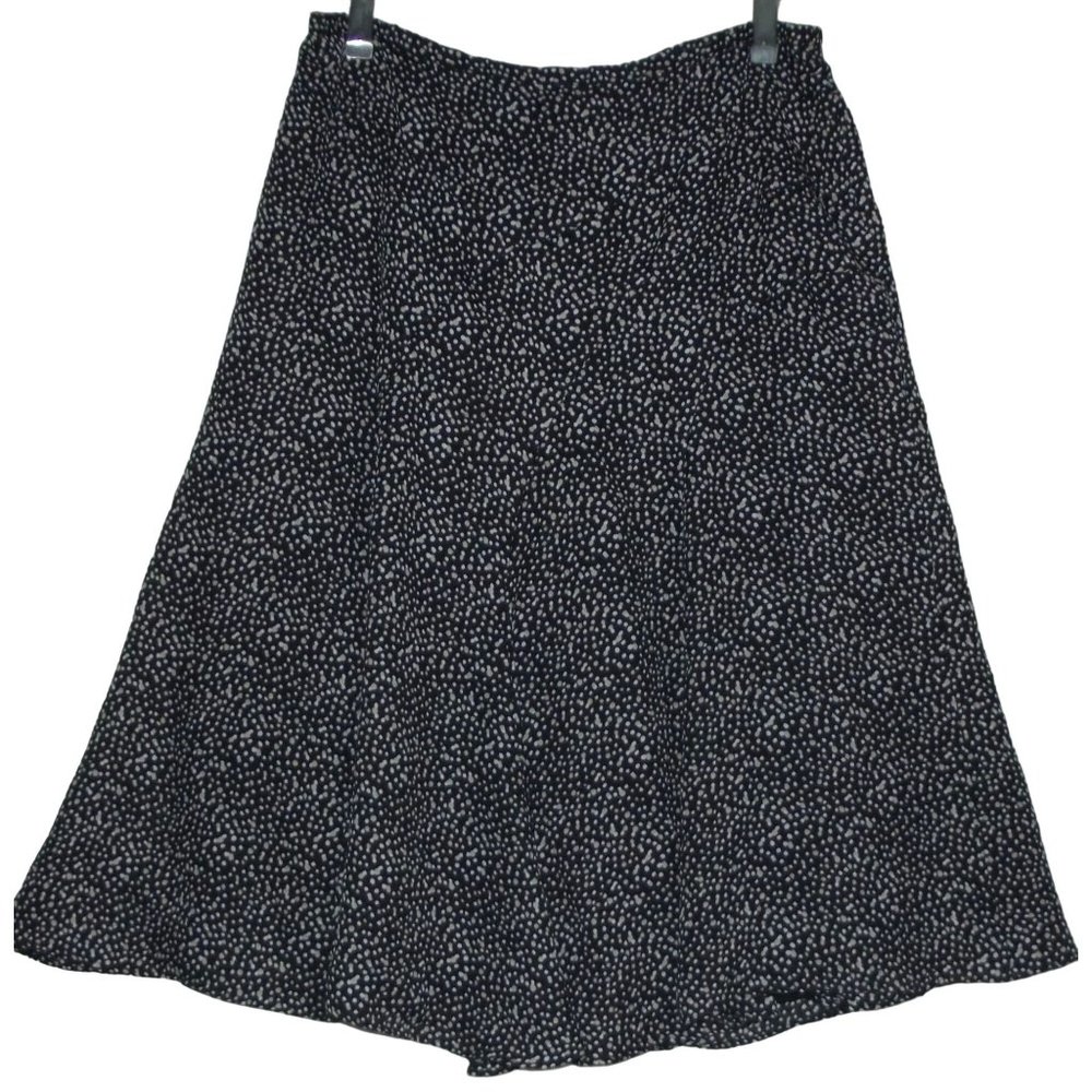 Womens Size 8 Bell Tulip Skirt dots print black tan white lined polyester dressy